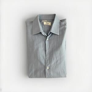 BEAUTIFUL BRIONI MENS DRESS SHIRT BLUE 16 LARGE FRENCH CUFF MADE IN ITALY VGC!